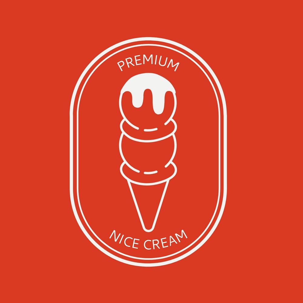 Ice cream business logo template, cute doodle style