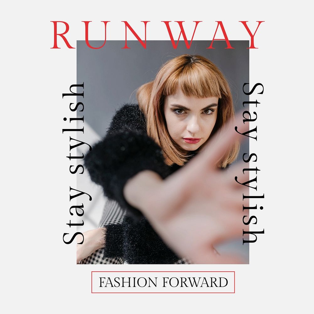 Fashion runway Instagram post template, online magazine ad