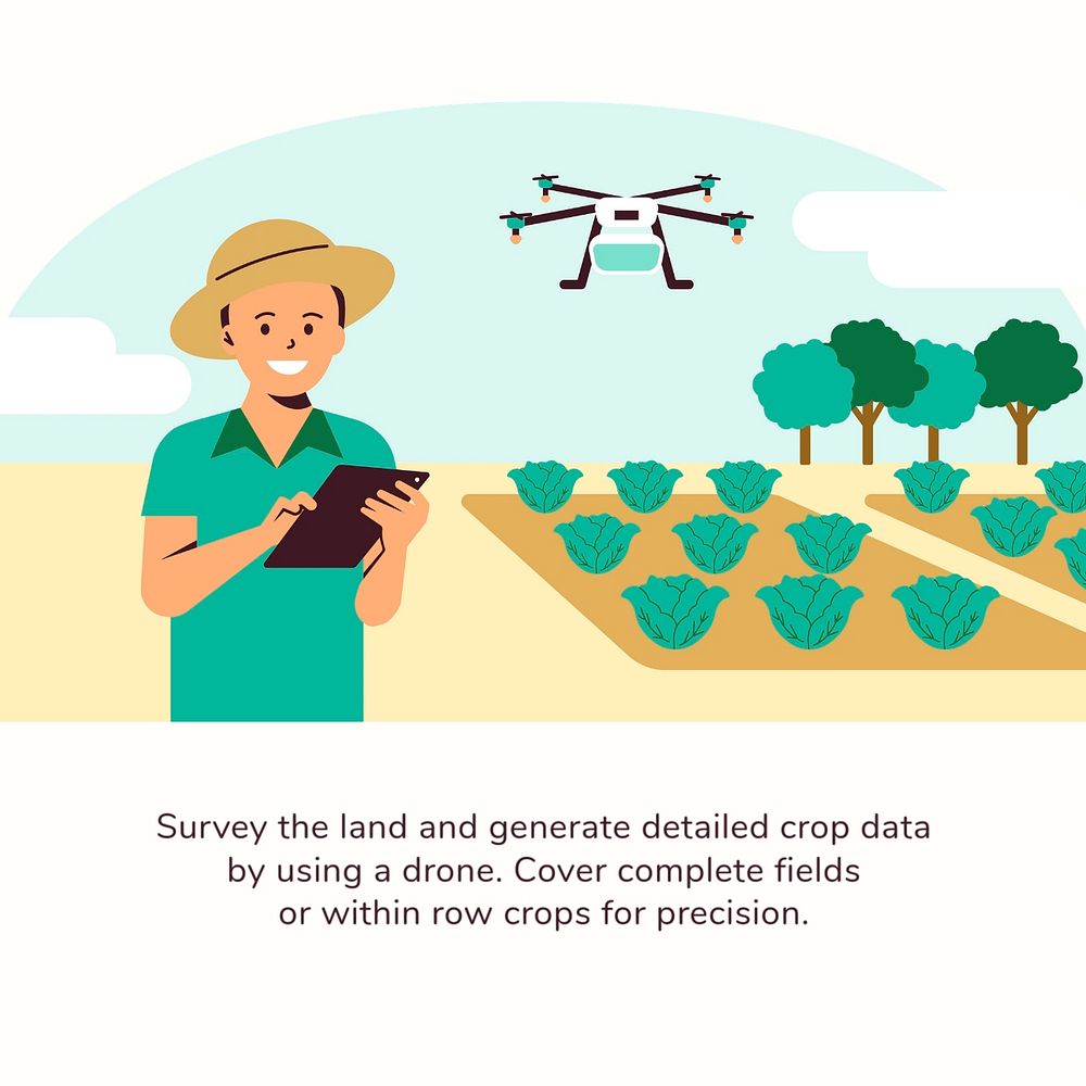 Precision agriculture Instagram post template, editable smart farming design