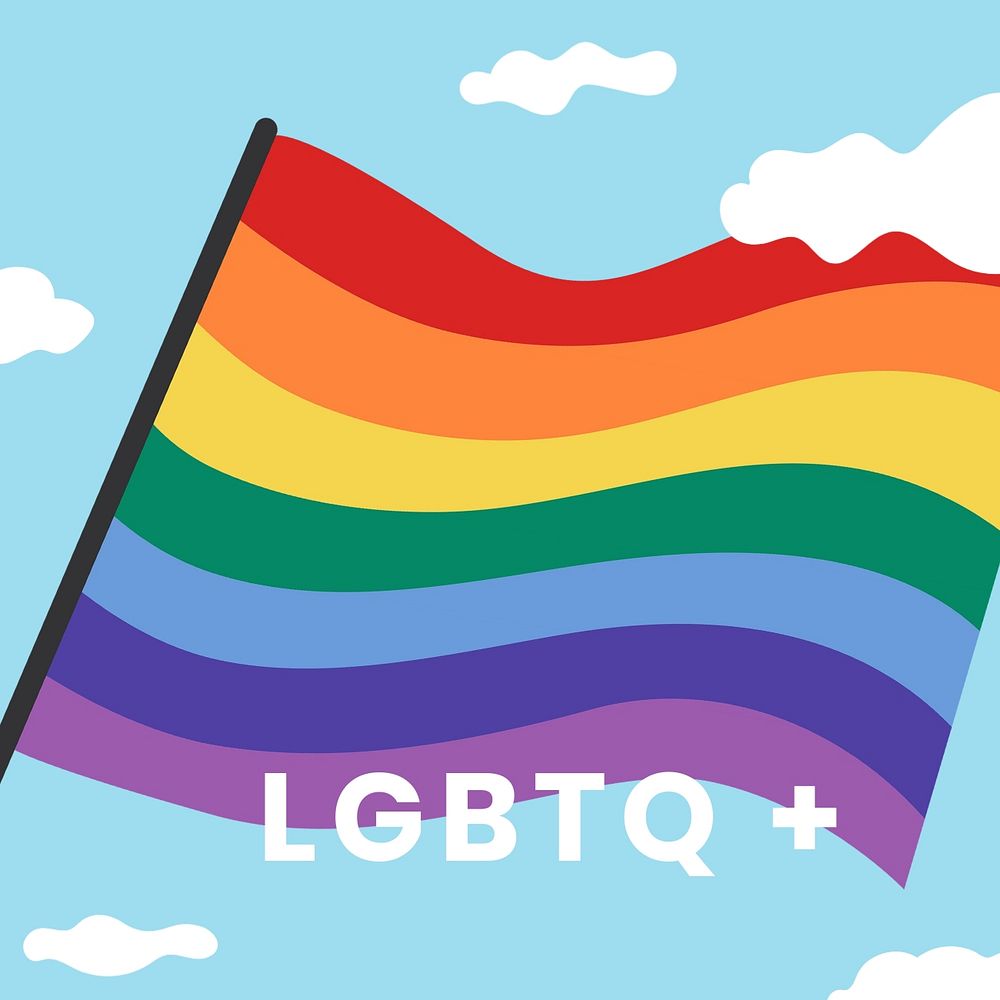 LGBTQ+ flag  Instagram post template, editable design