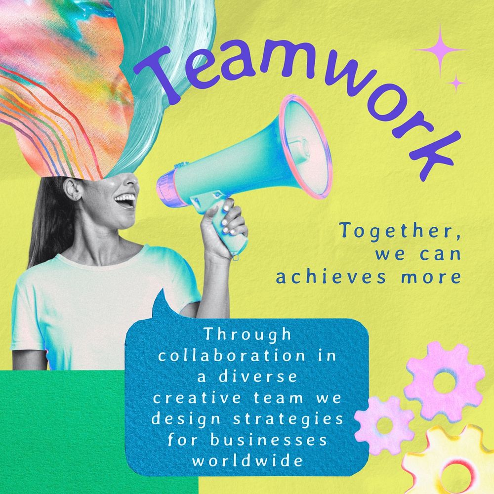 Teamwork business  instagram post, editable social media template 