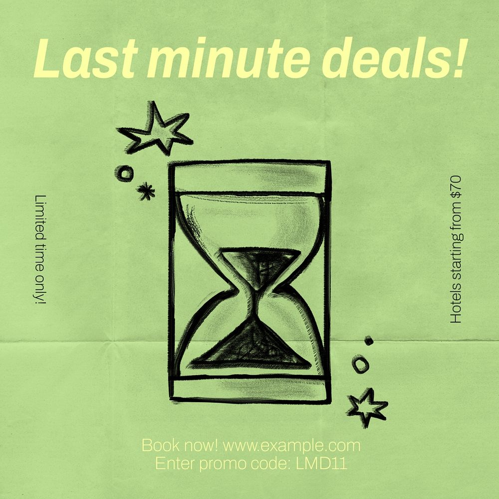 Hourglass doodle Instagram post template, editable design