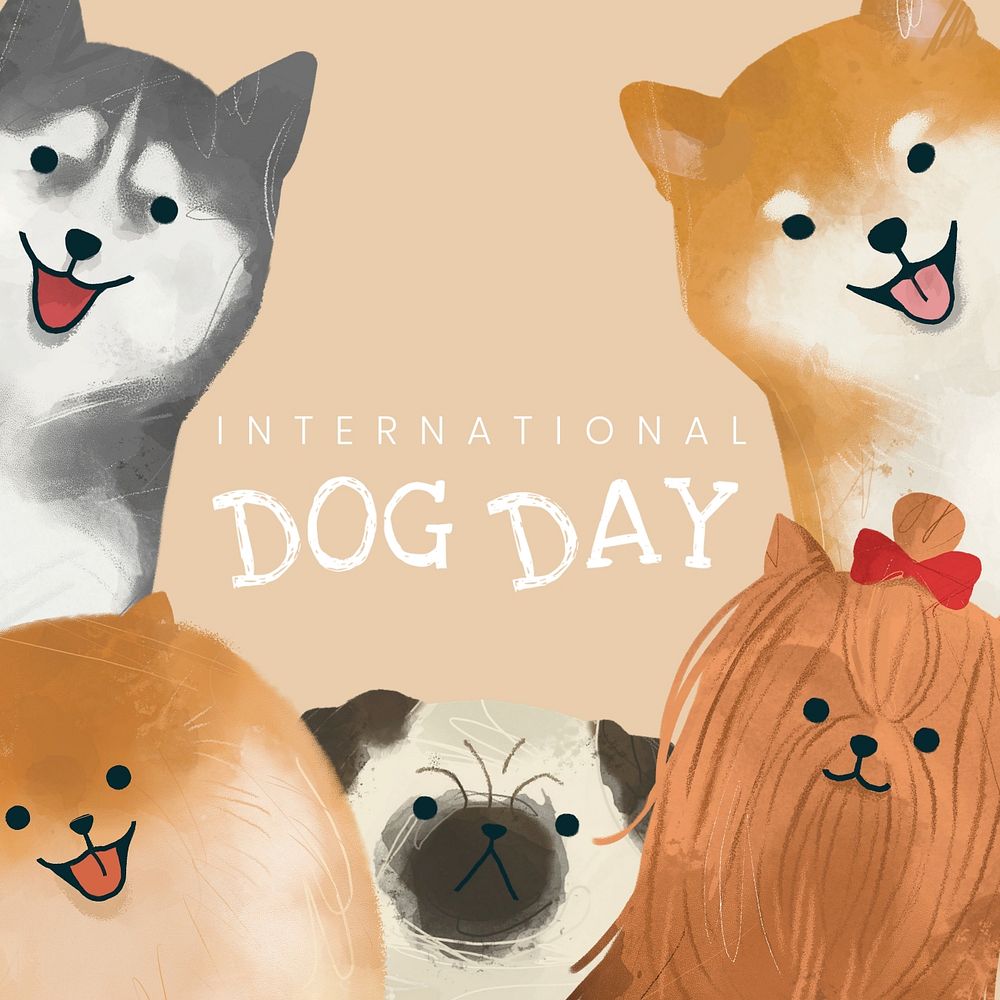 Dog day Instagram post template, editable design