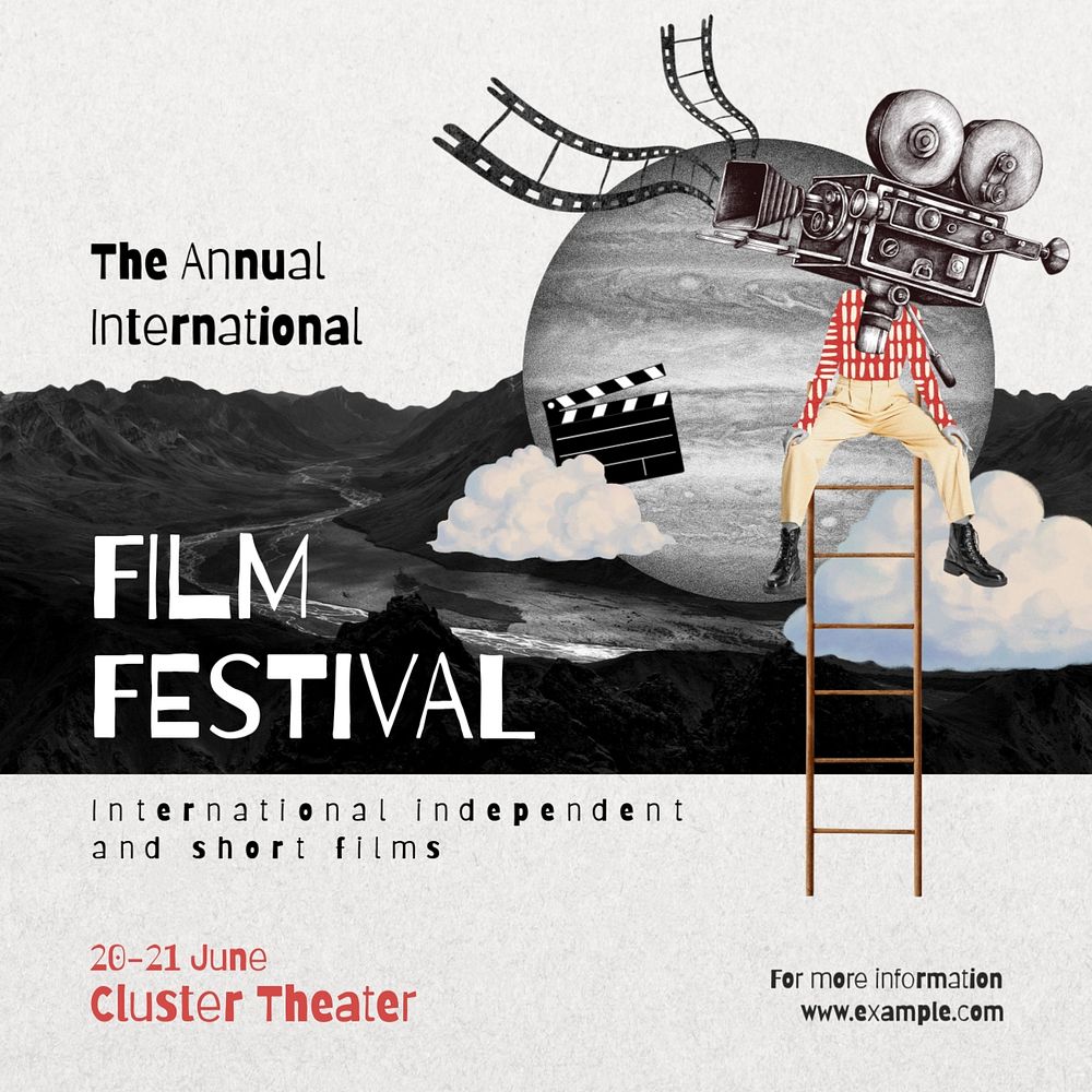 Movie festival Facebook story template, editable collage remix design