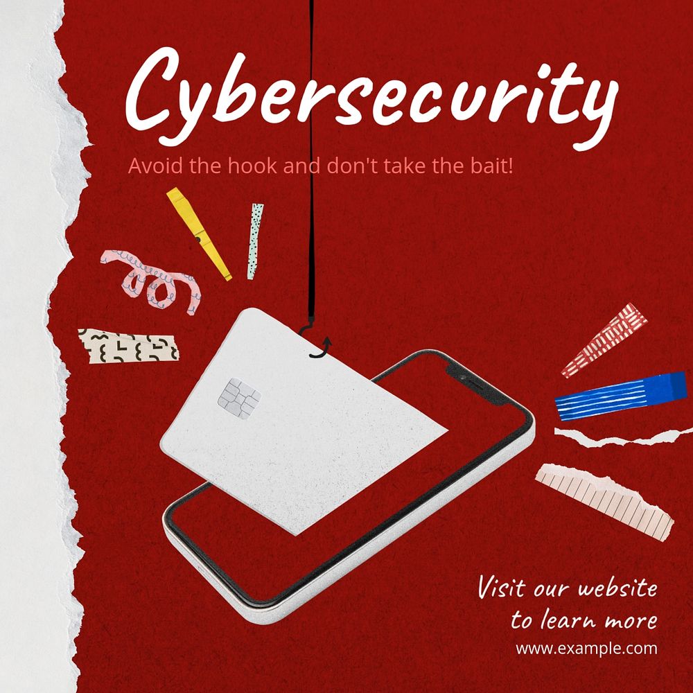 Cybersecurity Instagram post template, editable collage remix design