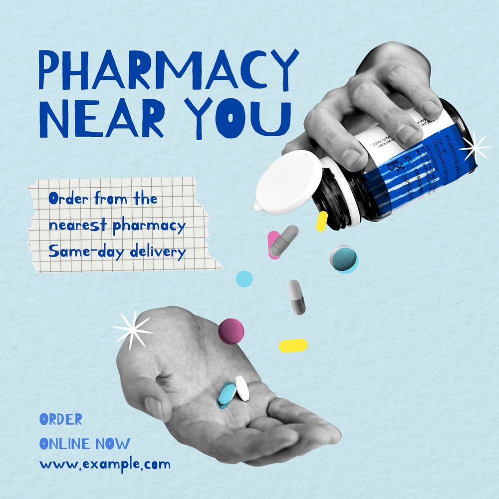 Pharmacy Facebook story template, editable collage remix design