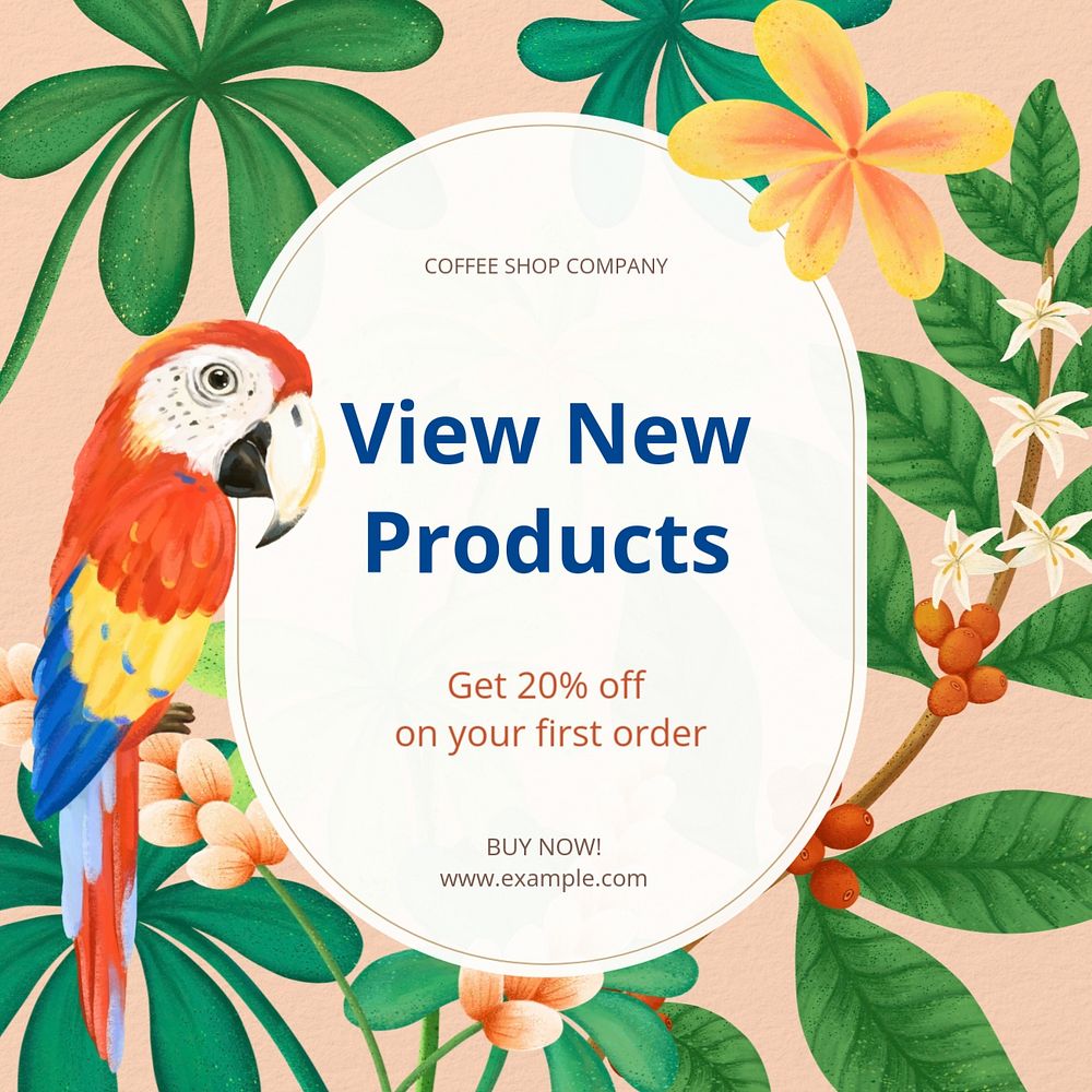 New product Instagram ad template, editable hand-drawn nature