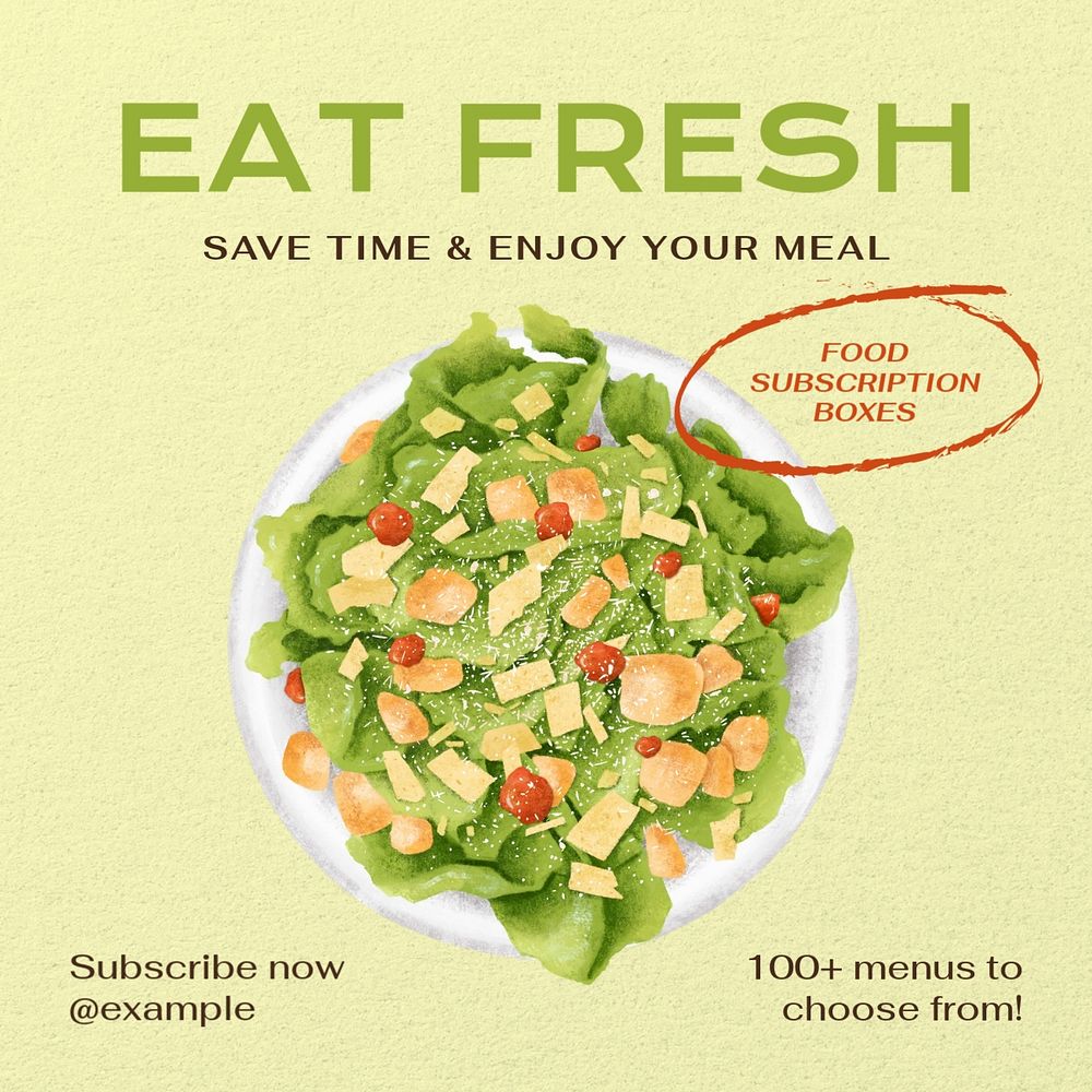 Eat fresh Instagram post template, editable design