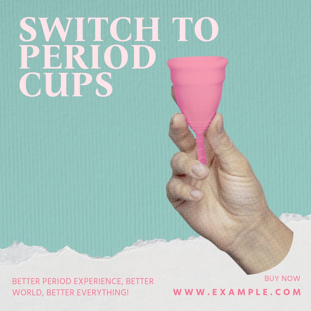 Period cup Facebook story template, editable collage remix design