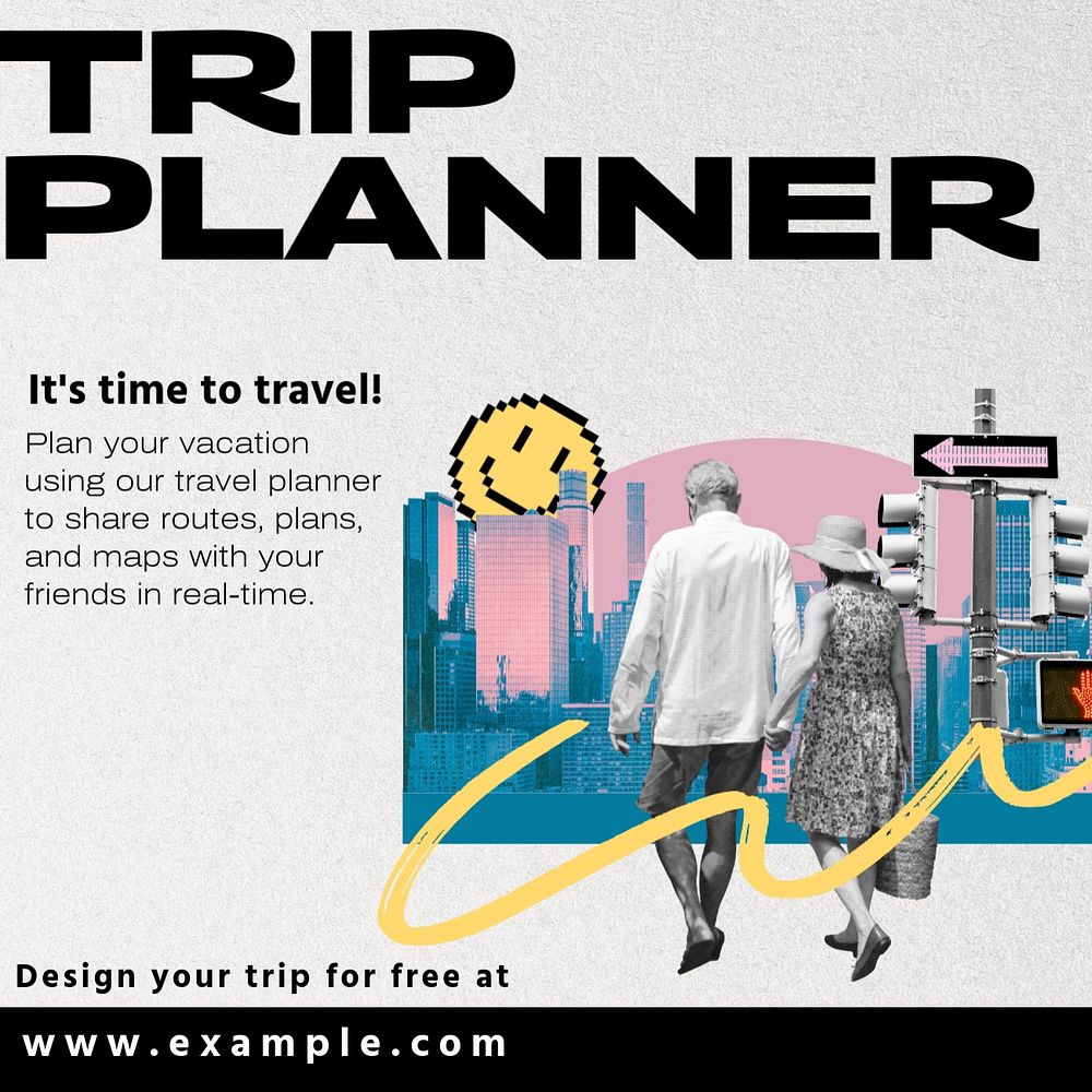 Trip planner Instagram ad template, editable collage remix design