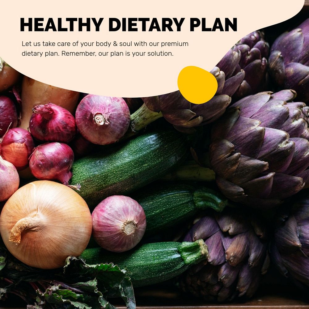 Dietary plan Instagram ad template, editable text