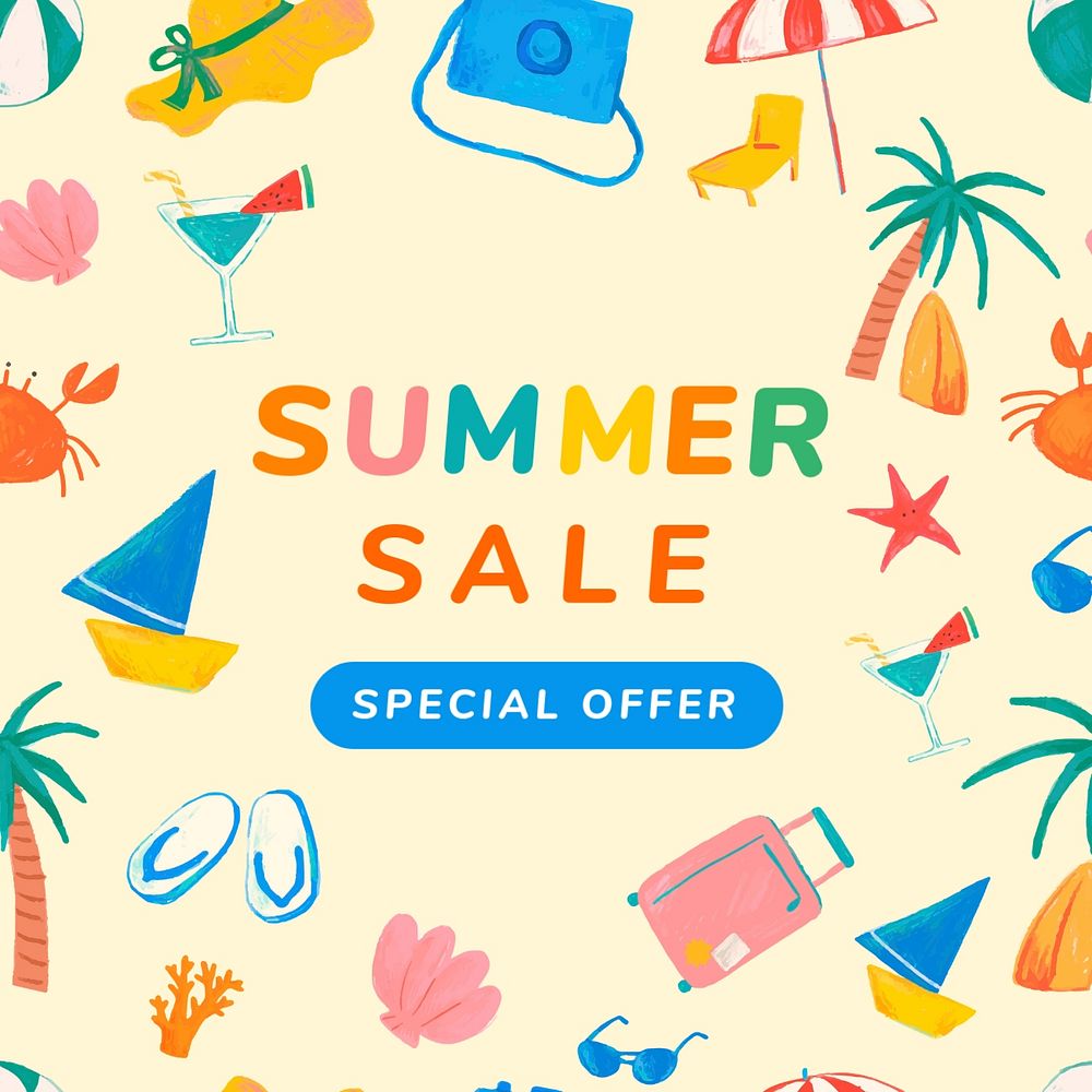 Summer sale Instagram ad template, editable text