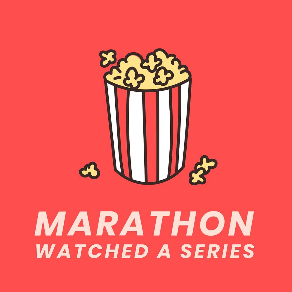 Binge-watching Facebook post template, popcorn design