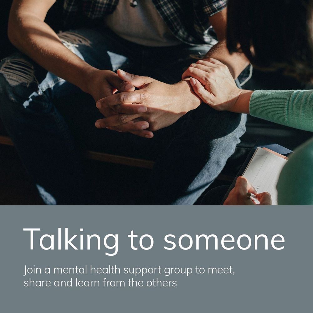 Support group Facebook post template, mental health editable design