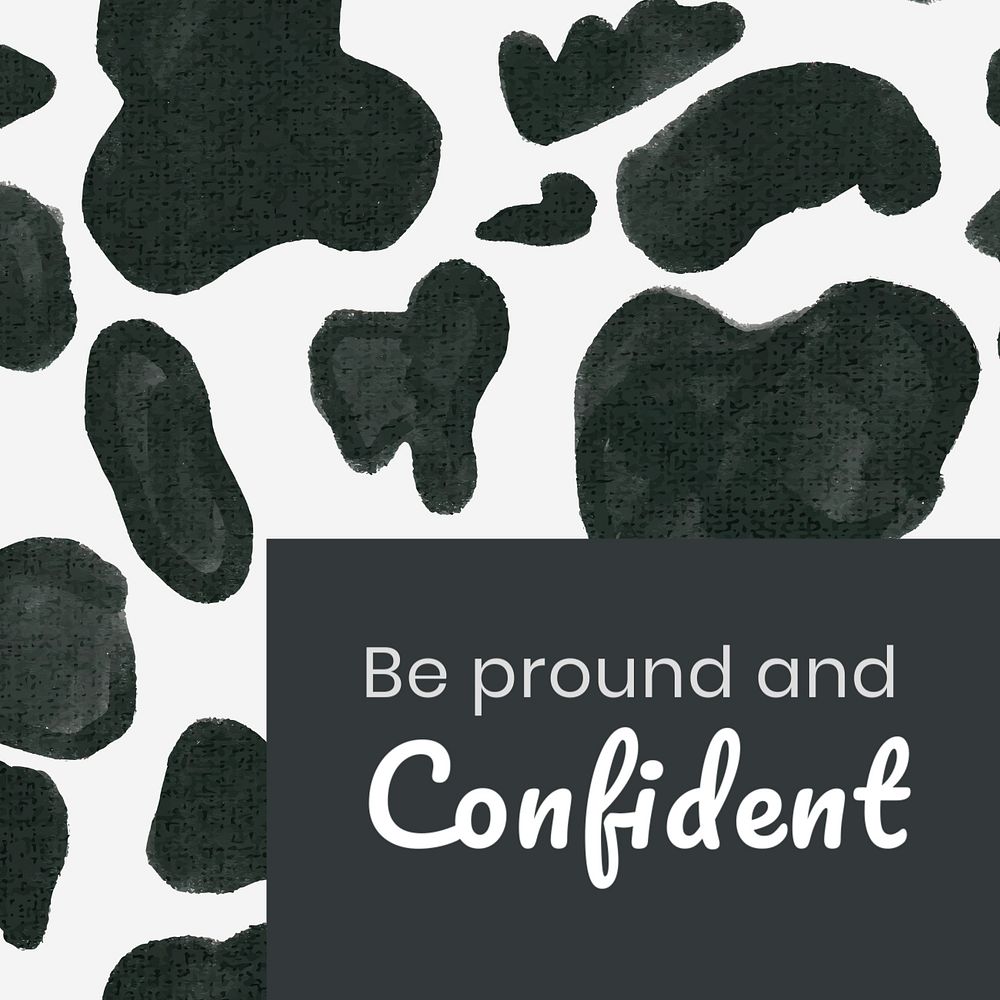 Motivational quote Instagram post template, editable cow print pattern