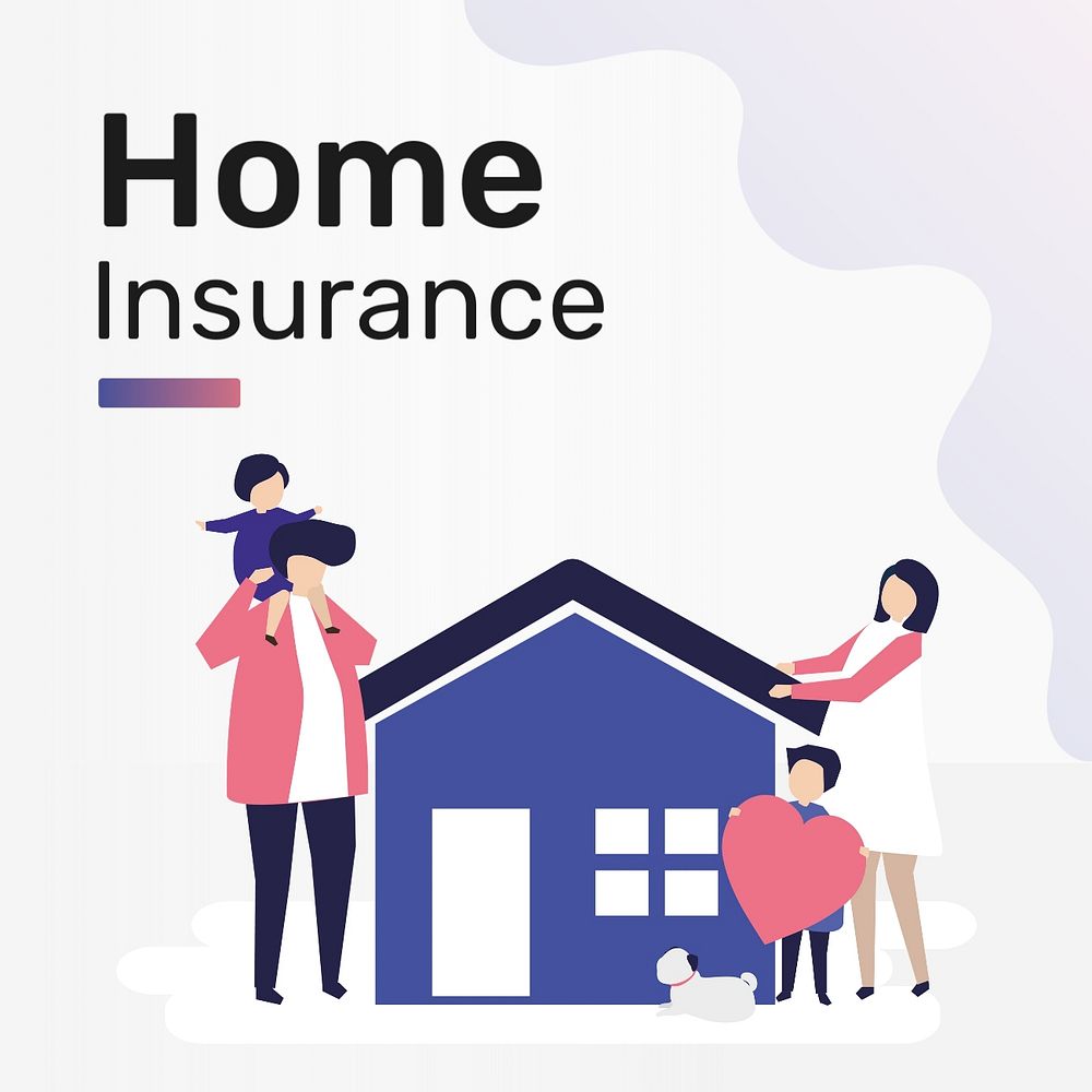 Home insurance Instagram post template, editable flat graphic ad