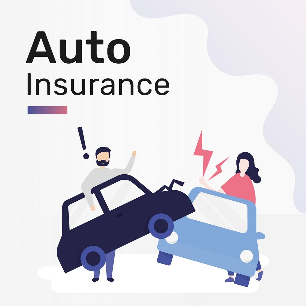 Auto insurance Instagram post template, editable flat graphic ad