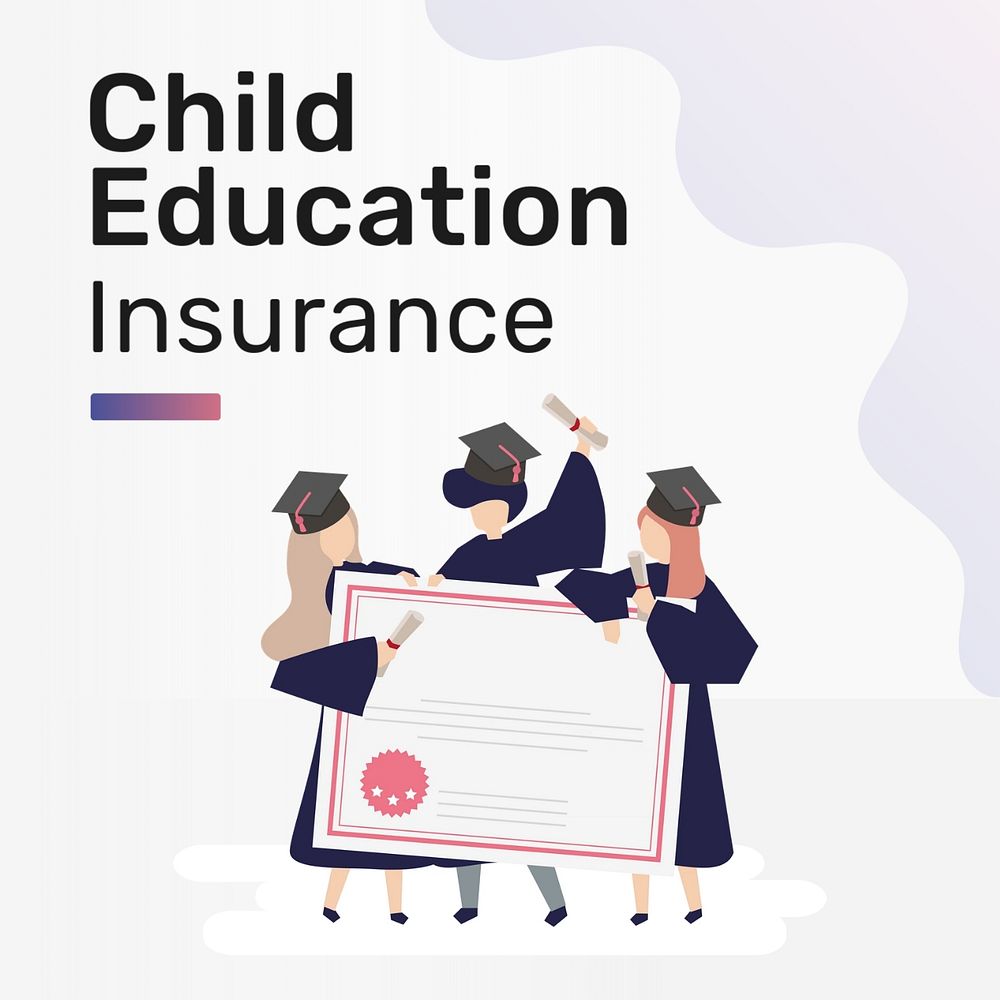 Education insurance Instagram post template, editable flat graphic ad