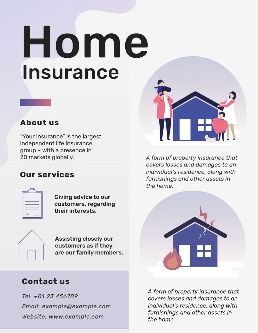 Home insurance flyer template, editable advertisement