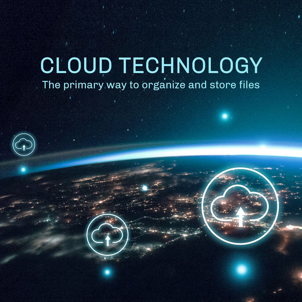 Cloud technology Facebook post template, editable technology design