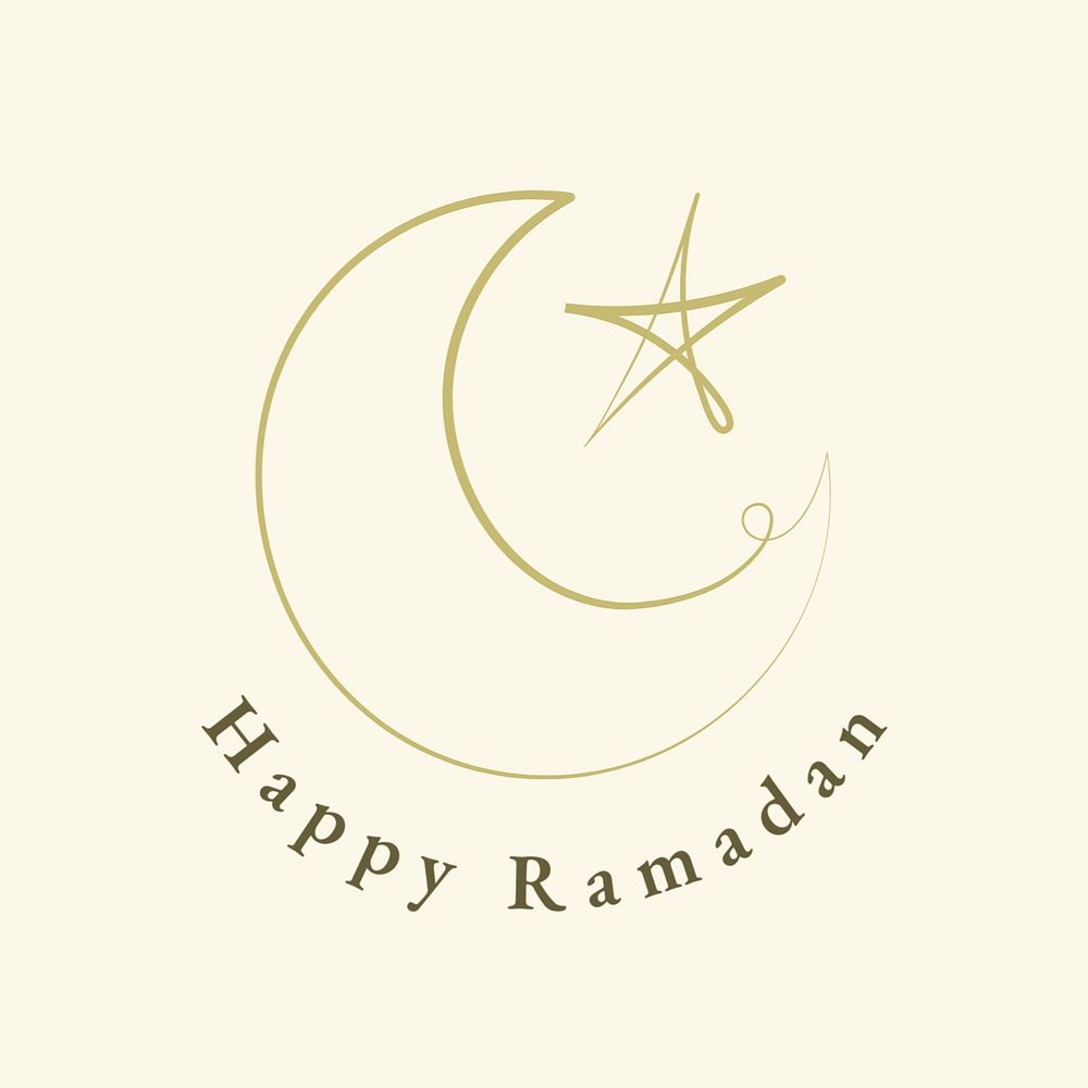 Happy Ramadan logo template, editable Islamic design