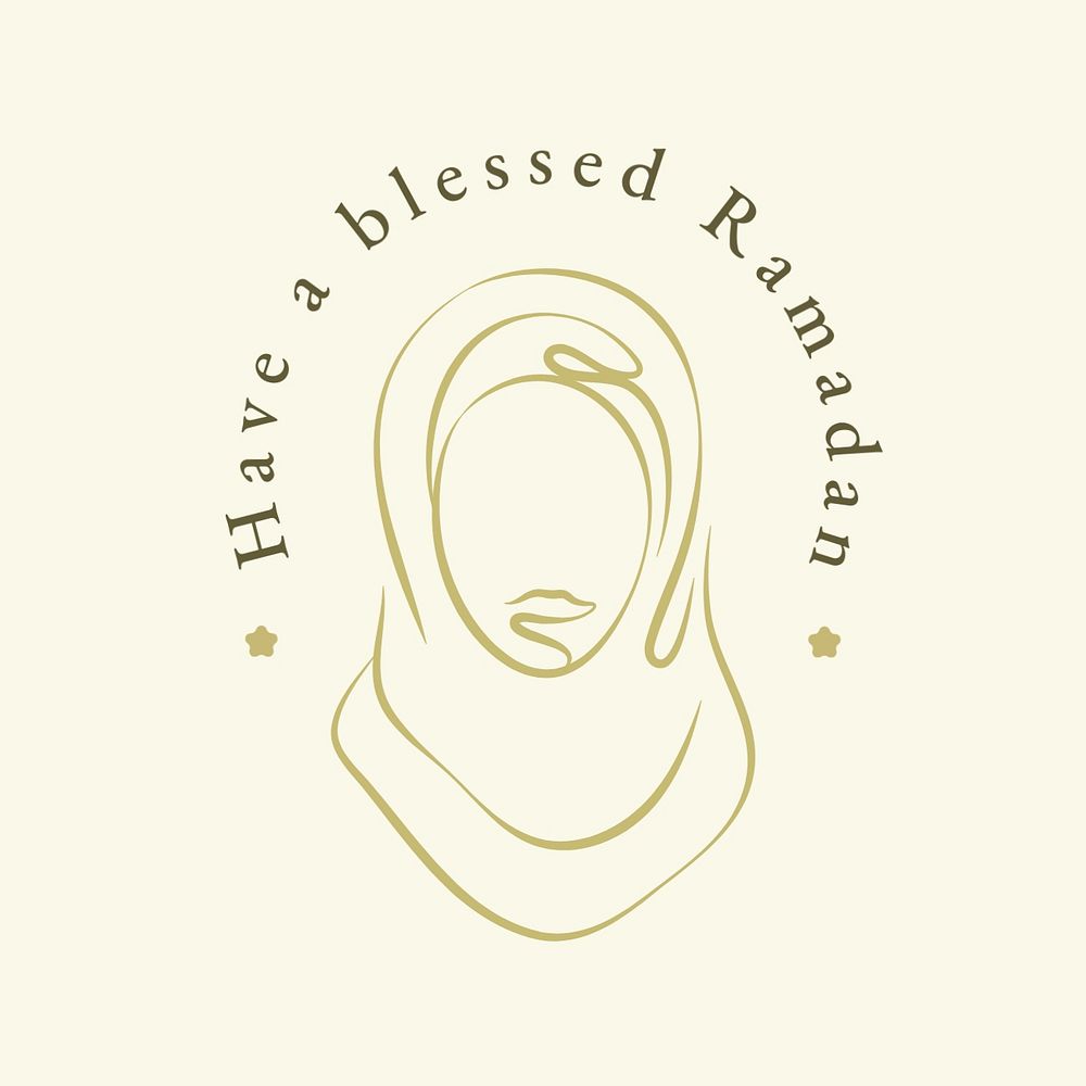 Woman in hijab logo template, editable Islamic design