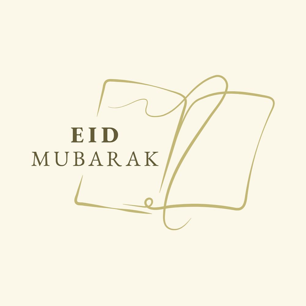 Eid Mubarak logo template, editable Islamic design