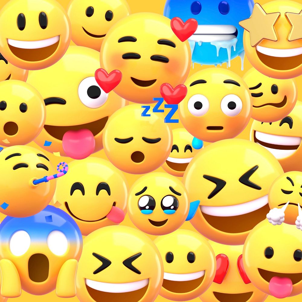 Cute emoticons, 3D rendering, editable design