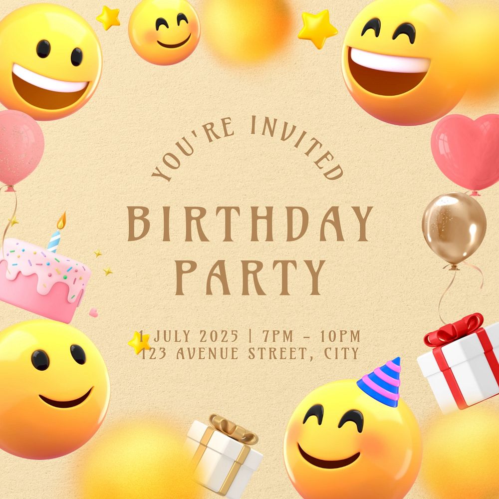 Birthday party Instagram post template, editable design