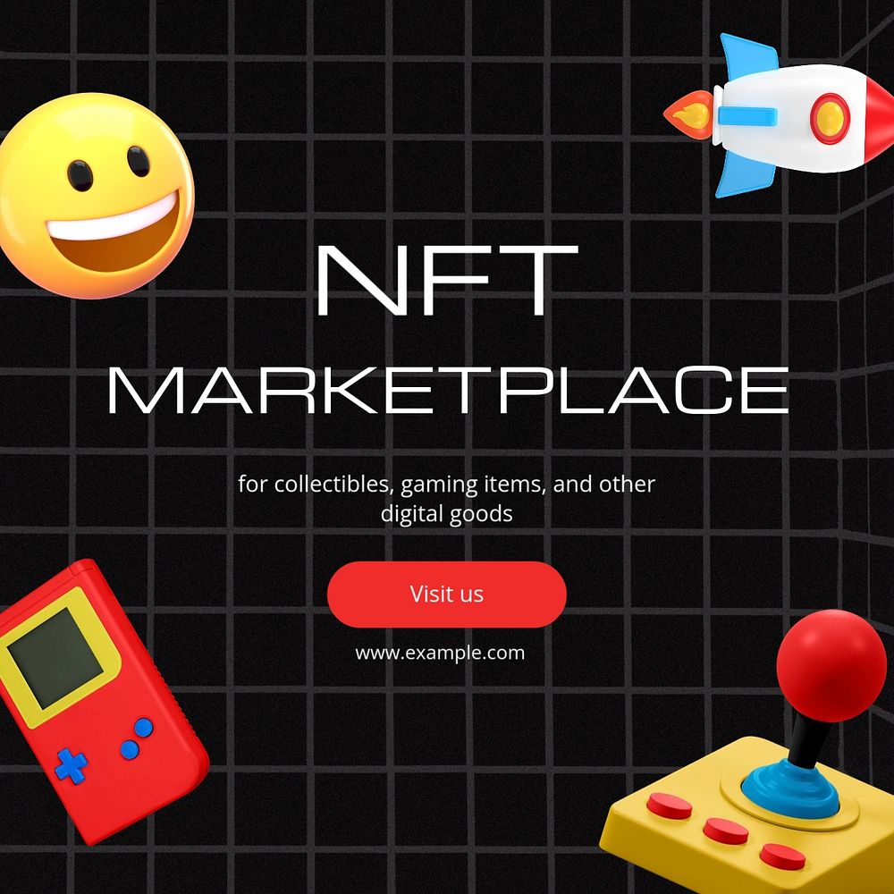 NFT marketplace Instagram post template, editable design