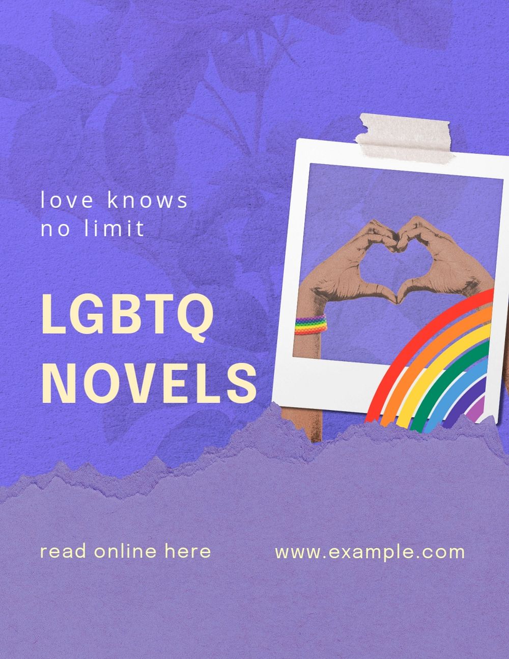 LGBTQ novels poster template, editable design