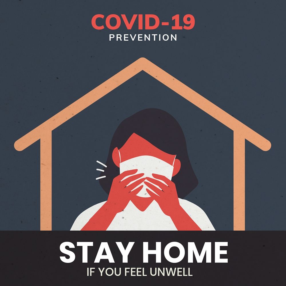 Stay home Instagram post template, editable design