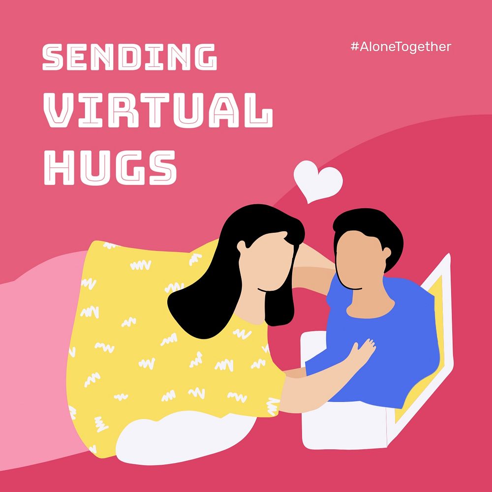 Virtual hugs Instagram post template, editable design