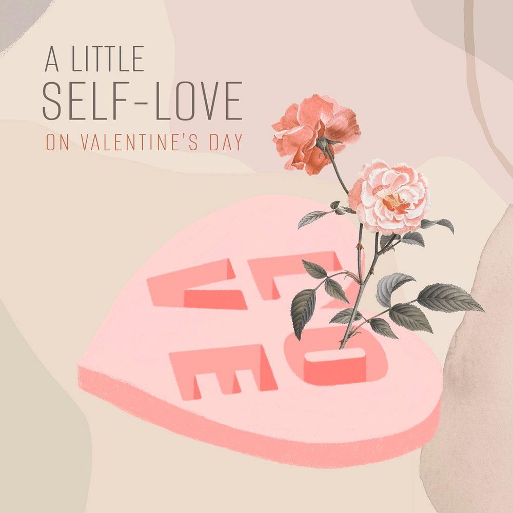 Valentine's self-love Instagram post template, editable design