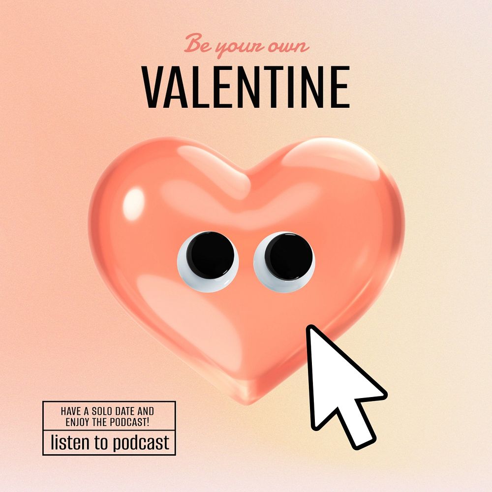 3D Valentine's Instagram post template, editable design