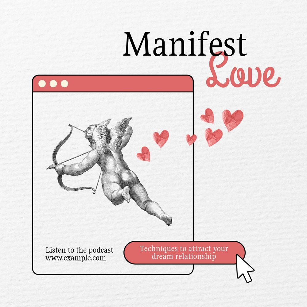 Love manifestation Instagram post template, editable design