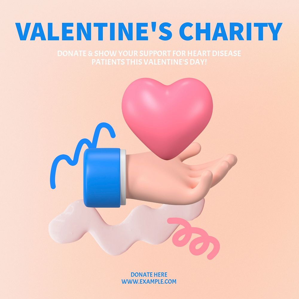 Valentine's charity Instagram post template, editable design