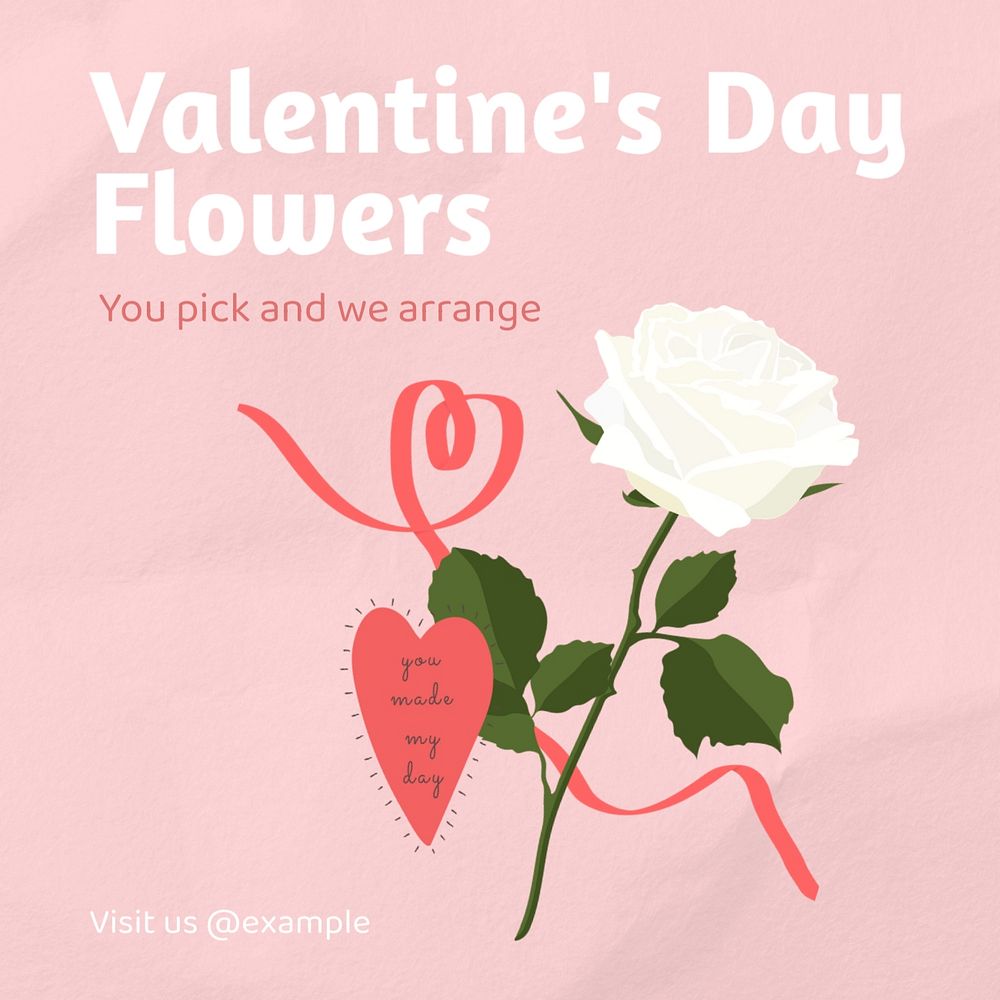 Valentine's flower Instagram post template, editable design