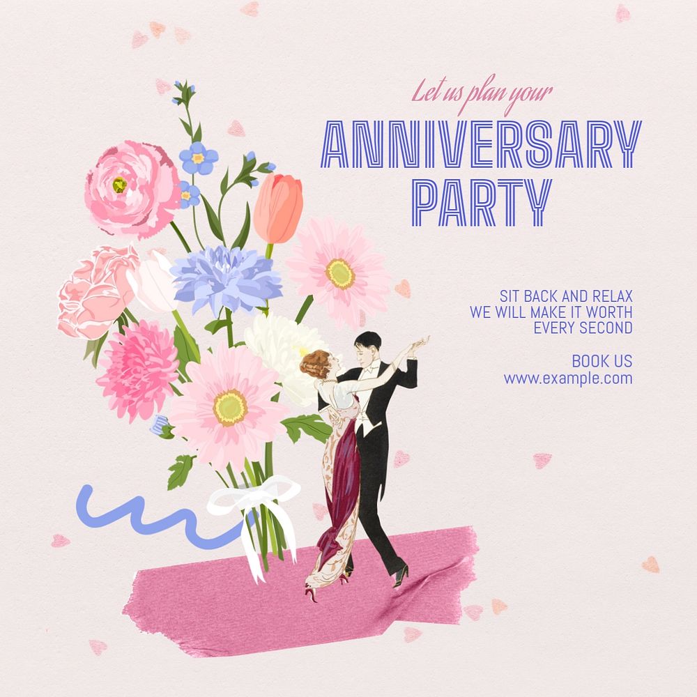 Anniversary party Instagram post template, editable design