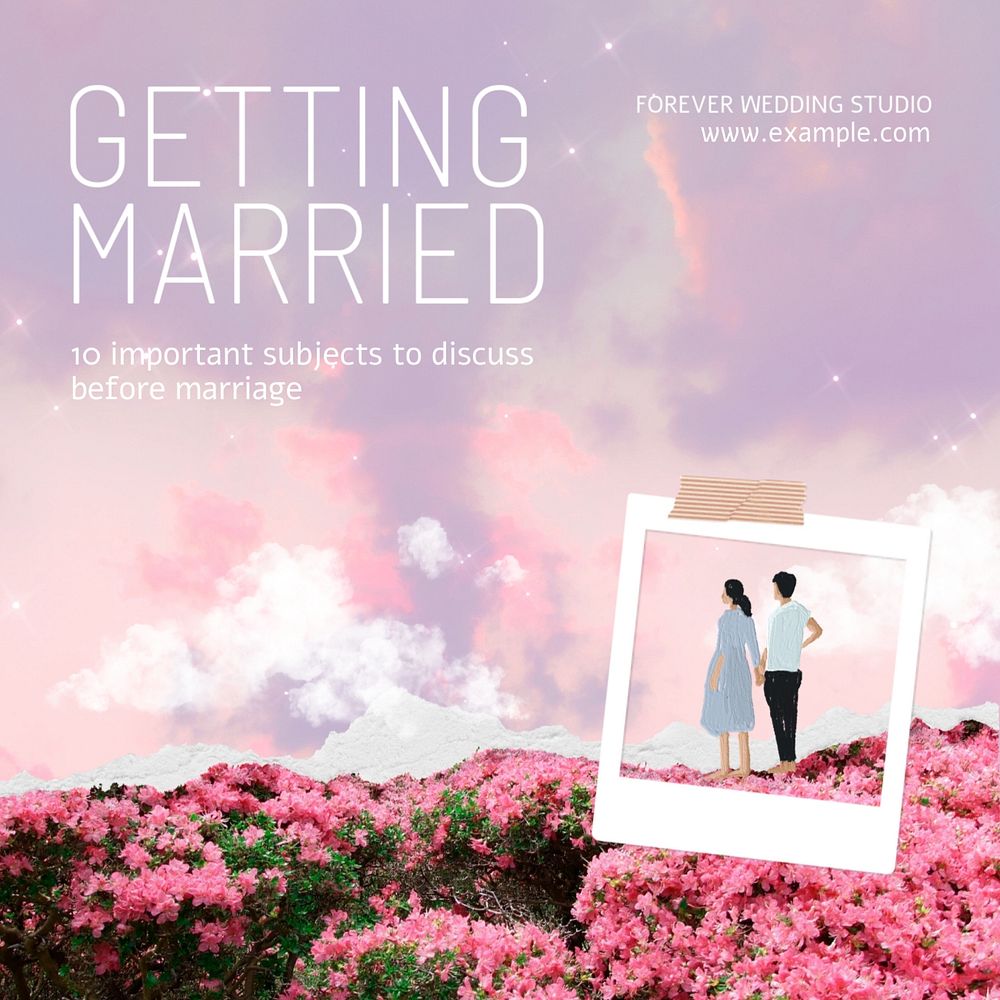 Getting married Instagram post template, editable design