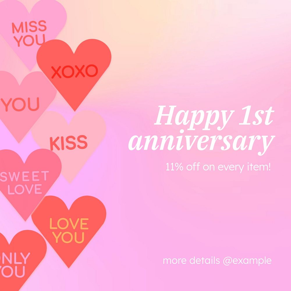 Happy anniversary Instagram post template, editable design