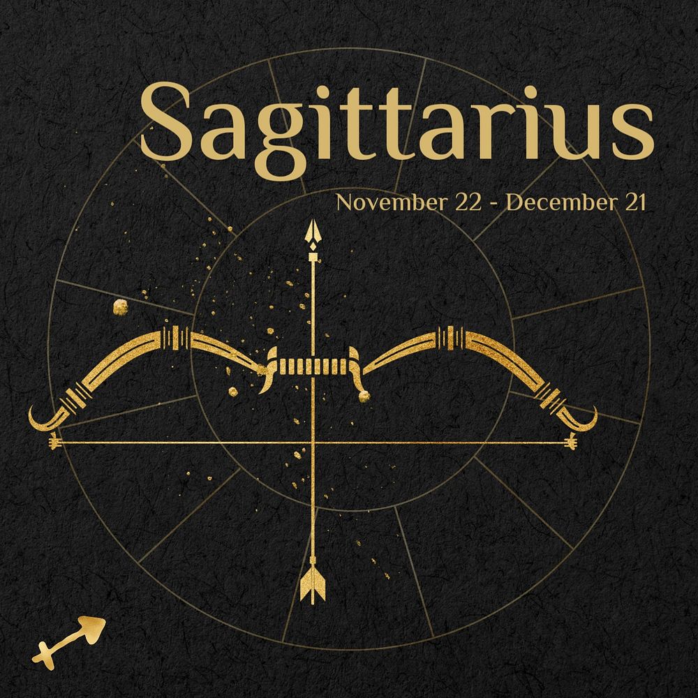 Sagittarius Instagram post template, editable gold Art Nouveau horoscope sign, remixed by rawpixel