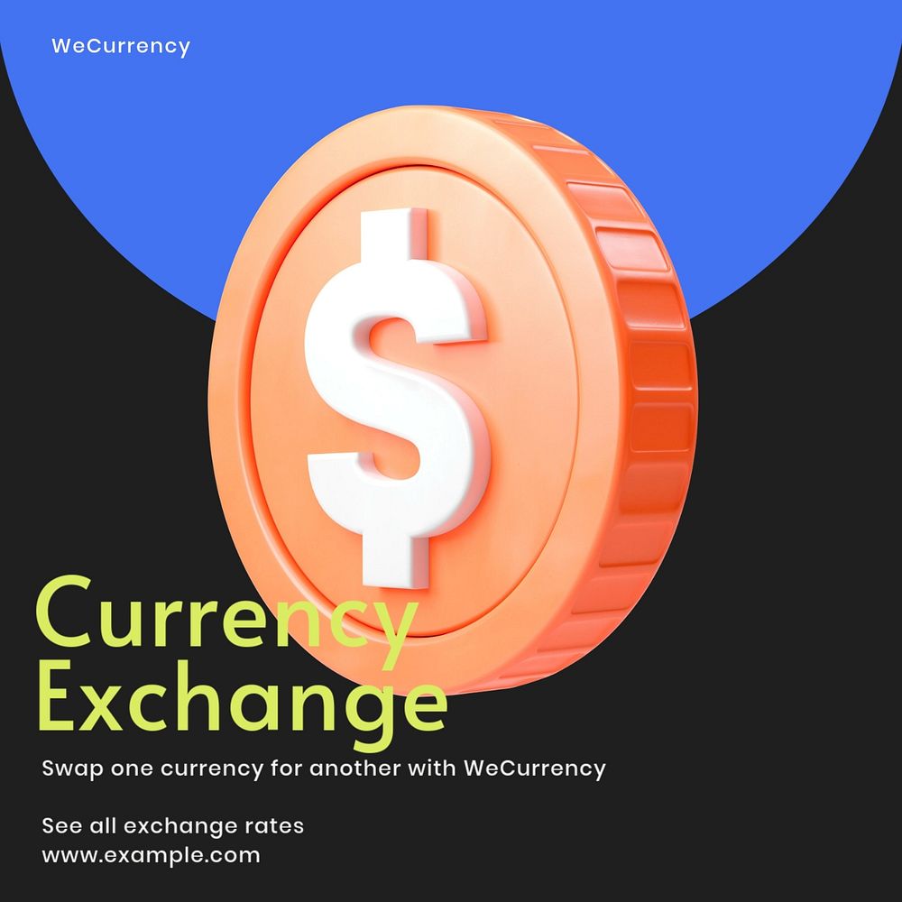 Currency exchange Facebook ad template, editable text & design