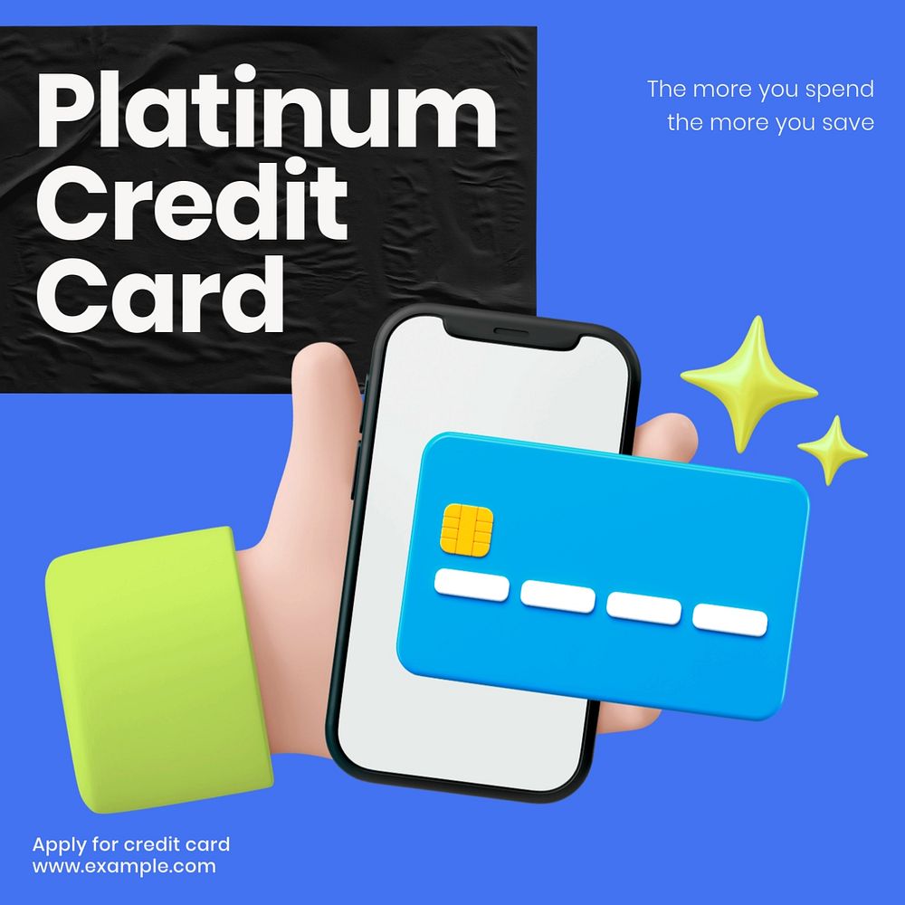 Credit card Facebook ad template, editable text & design