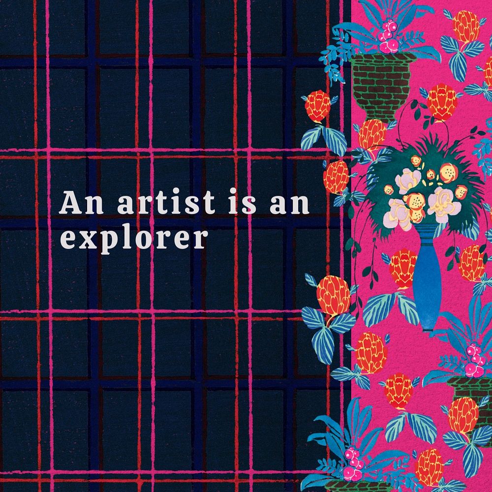Floral border Instagram post template, editable E.A. Séguy’s famous artwork, remixed by rawpixel