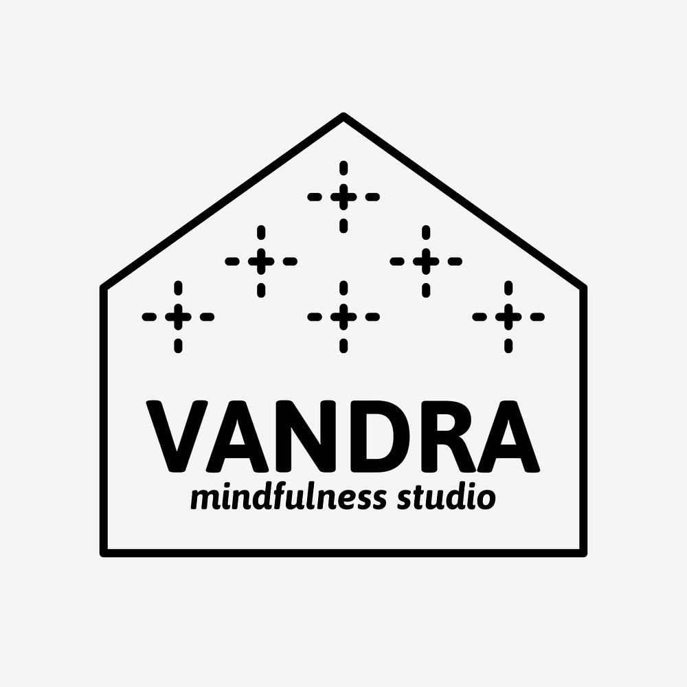 Health & wellness  editable logo, black and white botanical design