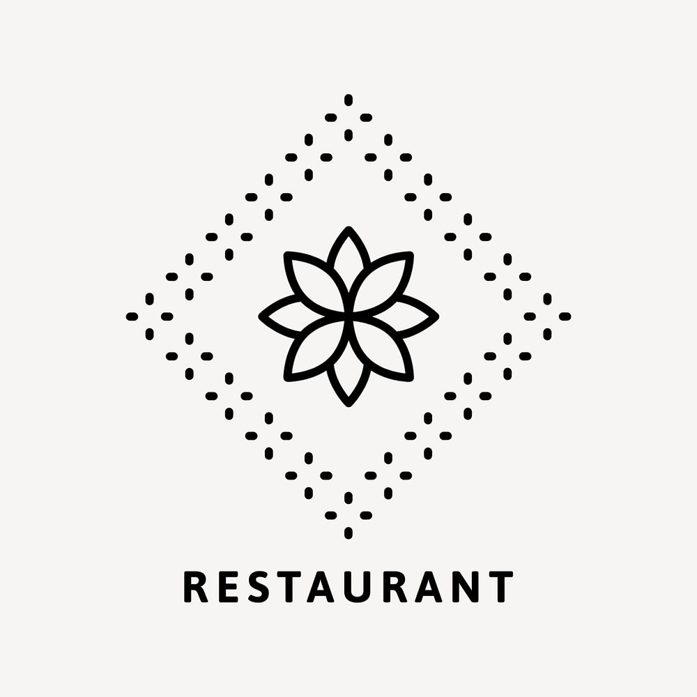 Floral restaurant  editable logo, black and white botanical design