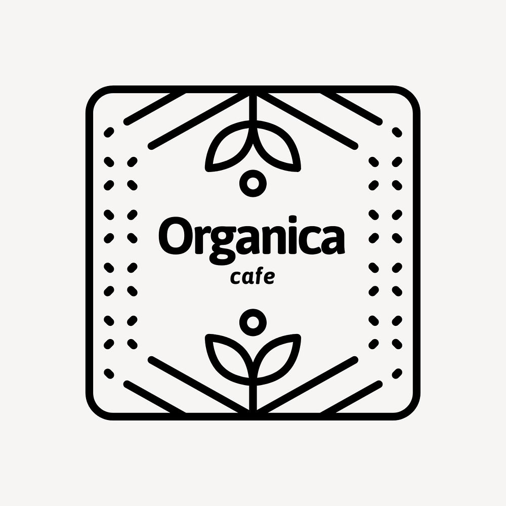 Organic cafe editable logo, black and white botanical design