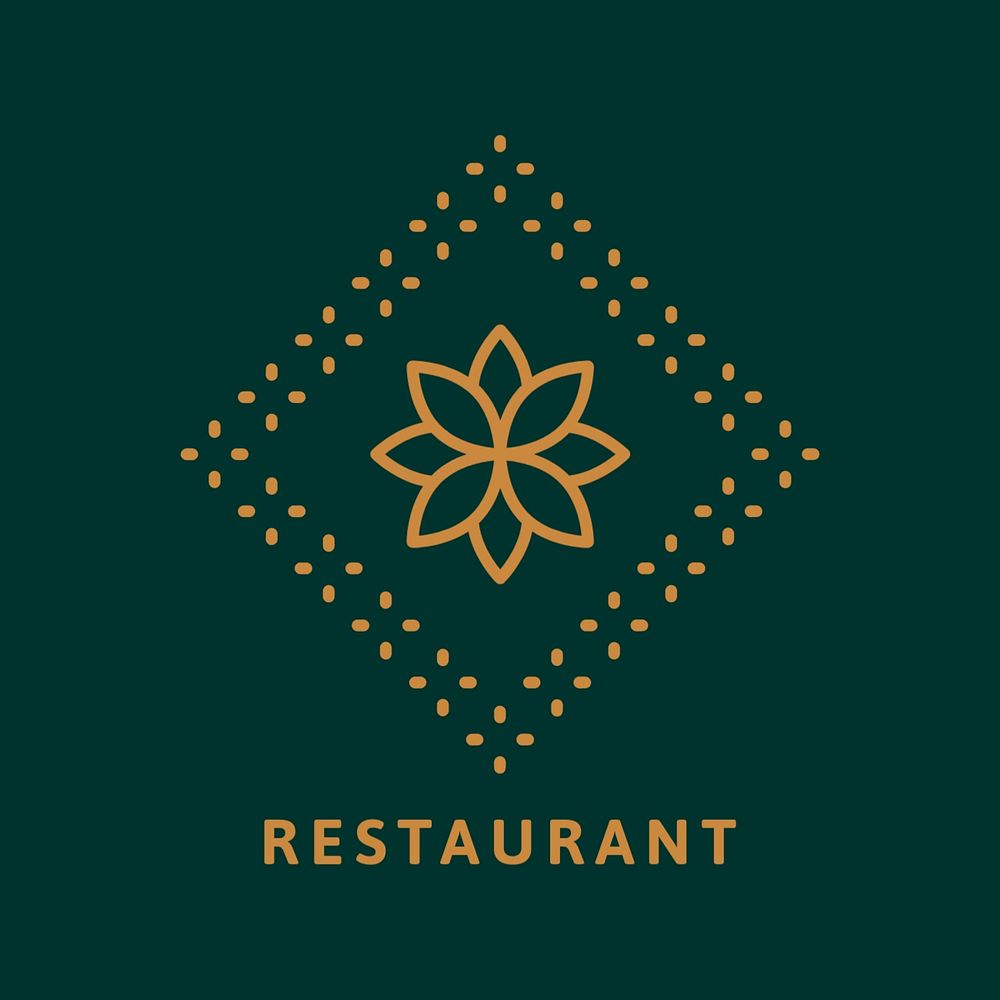 Green restaurant editable logo, botanical gold design