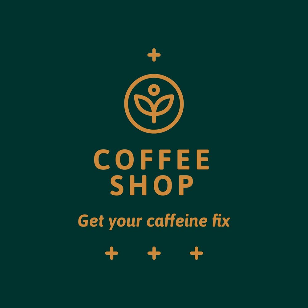 Coffee shop logo, editable botanical gold and green design